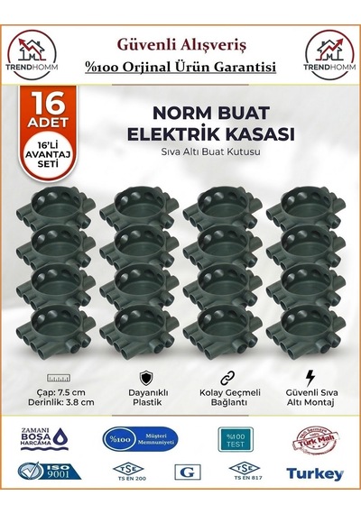 Trendhomm Sıva Altı Norm Buat Kasası - Kapaksız - 16 Adet