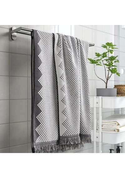 Ikea Fjallstarr Banyo Havlusu 100 X 150 Cm Beyaz - Gri