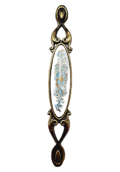 Miray 128 Mm Metal Antik Sarı Beyaz Porselen Desenli / 5 Adet Antik