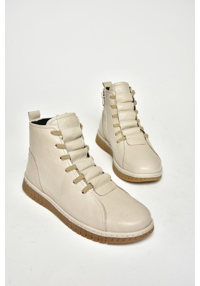 Fox Shoes T555366203 Vizon Hakiki Deri Comfort Ortopedik Taban Kadın Bot Vizon