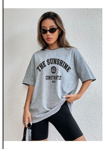 Medinenur The Sunshine Baskılı Unisex T-shirt Gri