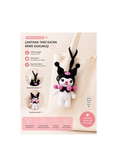 Besıng Amigurumi Çanta Çalmı El Yapımı Çanta Süsü Boyundan Dolamalı Çanta Aksesuarı Çok Renkli