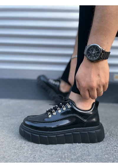Dmr Elegance Jy010 Cloud Bağcıklı Rugan Erkek Günlük Sneaker Ayakkabı Rst - Siyah
