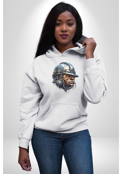 Kafamın İçindeki Lağım Kadın Erkek Beyaz Kapüşonlu Sweatshirt Hoodie Beyaz