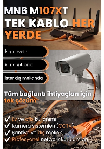 Mn6 M107xt 60 Metre Ethernet Kablosu/cat6 23awg Utp 0.57mm/çıft Kat Korumalı/iç Dış Mekan Uyumlu 60 M