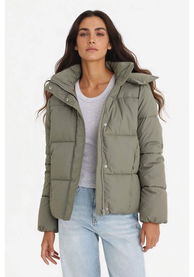 Defacto Regular Fit Kapüşonlu Fermuarlı Şişme Mont F2143ax25wnkh6 Haki-kh6