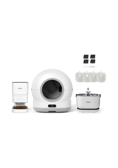Xenon Smart Akıllı Otomatik Kamerasız Kedi Tuvaleti Paslanmaz Çelik Kaseli Mama Kabı Akıllı Bataryalı Su Pınarı Ve Filtre 4'lü Pet Seti