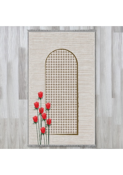Evaşk Namazlık Dokuma Halı Kaymaz Muslumana Seccade 66x113 BEJ EVAŞK605A66