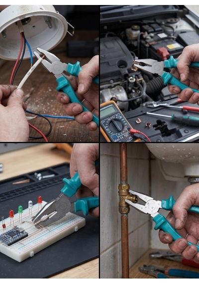 Profesyonel Kombine Pense 180 Mm 7 İnç Ergonomik Kaymaz Saplı Tel Kesme Ve Kavrama Pensesi, Yeşil