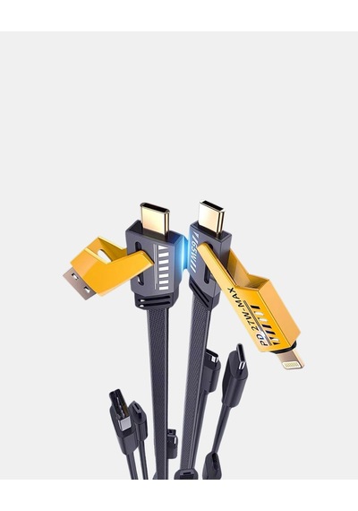 Usbc Usba 4 Ü 1 Arada Örgülü Kablo 65w Hızlı Şarj Metal Uç Dayanıklı