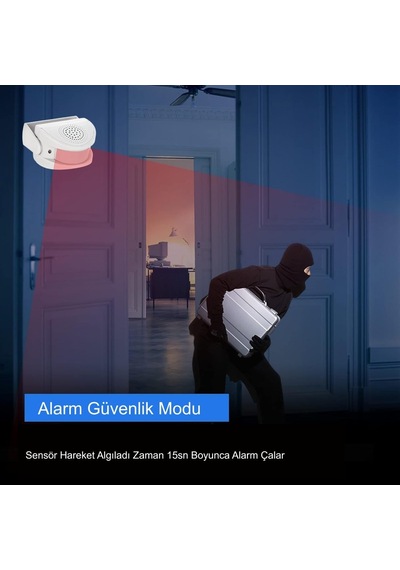 Misafir Karşılama Zili 3 Modlu Kumandalı Hareket Sensörlü Güvenlik Alarm Pır Sensör