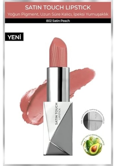 Uzun Süre Kalıcı Nemlendirici Pürüzsüz Etkili Yarı Mat Ruj Satin Touch Lipstick 802 Satin Peach Diğer Uzun Süre Kalıcı Nemlendirici Pürüzsüz Etkili Yarı Mat Ruj Satin Touch Lipstick 802 Satin Peach Diğer