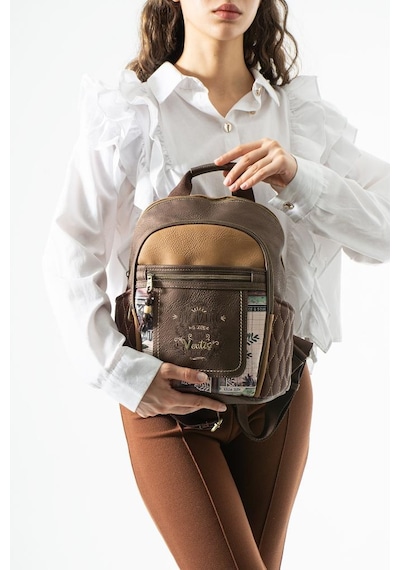Baginn Amazing Ventis Vegan Deri Sırt Çantası 30 27 Cm Retro Vegan Deri İster Elde Sırt Sırtta Fonksiyonel Kahverengi
