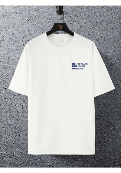 Unisex Beyaz Oversiz Still Follow Freedom Baskılı Örme T-shirt Beyaz Unisex Beyaz Oversiz Still Follow Freedom Baskılı Örme T-shirt Beyaz