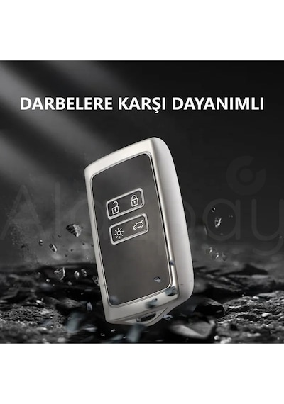 Renault Clio 5 Megane E-tech Austral Koleos Kadjar Captur Zoe Parlak Tpu Anahtar Kılıfı Krom Siyah