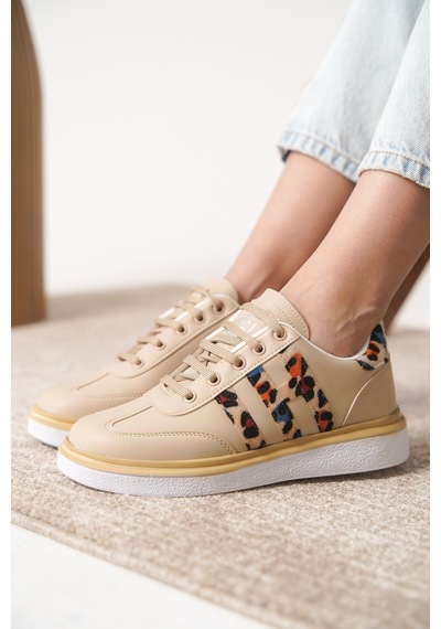 Daxtors Garantili D0516 Günlük Ortopedik Kadın Sneaker Spor Ayakkabı Bej