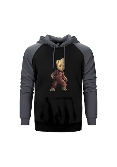 Groot Baby Warrior Gri Renk Reglan Kol Kapşonlu Sweatshirt Gri