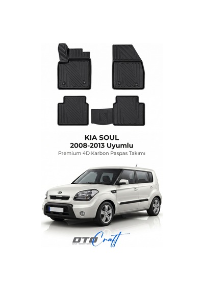 Otocraft Kia Soul 2008-2013 Araca Özel 4d Karbon Oto Paspas Havuzlu Tam Set