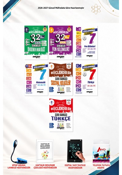 2026-2027 Ankara Yayıncılık 7. Sınıf 7 Kitap Seti - Türkçe Güçlendiren Fasiküller, Türkçe Soru Bankası