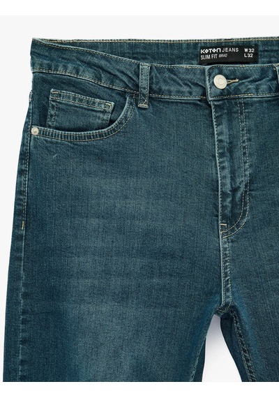 Koton Slim Fit Brad Yeşil Erkek Jean Pantolon 7wam40085nd
