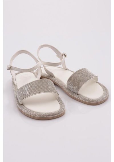 Dgn 3051 Kadin Düz Taban Taşli Sandalet 3051-2219-R13517 Beyaz