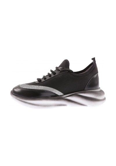 Dgn 314 Kadin Strech Detayli Simli Sneakers Ayakkabi 314-2026-R1534 Siyah