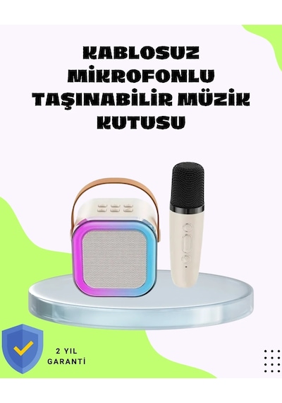 Taşınabilir Karaoke Mikrofon Seti Bluetooth Hoparlörlü