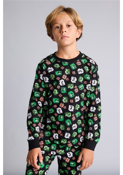 Defacto Minecraft Lisanslı Baskılı 2li Pijama Takımı Erkek Çocuk I3437a826wnbk81 Siyah-bk81