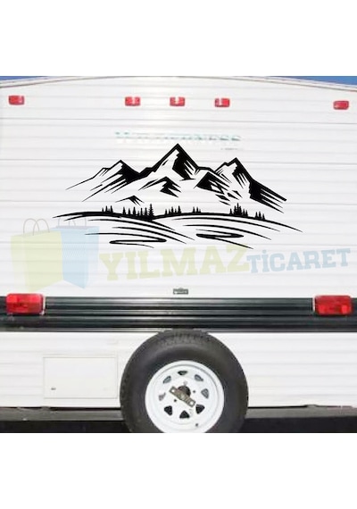 Karavan Çekme Orman Dağ Off Road Oto Sticker Araba Yapıştırma