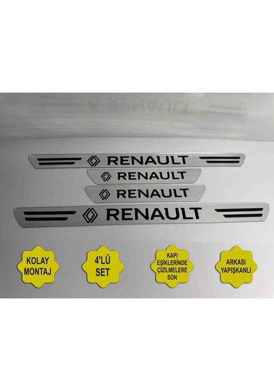 Renault Grubu Uyumlu Kapı Eşiği Koruyucu Ön - Arka 4'lü Set