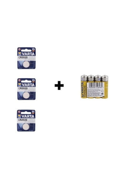 Varta 6025 CR2025 3V Lityum Pil 3'lü + Superlife AA Kalem Pil 4'lü
