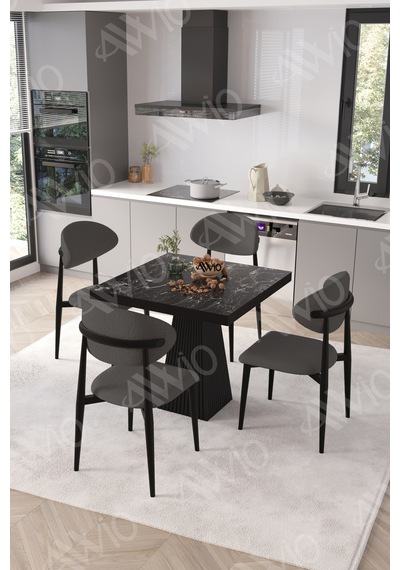 Avvio Vanessa Siyah Polo Metal Sandalye 90x90 Kare Yemek Masası Mutfak Masası Masa Sandalye Takımı Siyah Mermer Avvio Vanessa Siyah Polo Metal Sandalye 90x90 Kare Yemek Masası Mutfak Masası Masa Sandalye Takımı Siyah Mermer