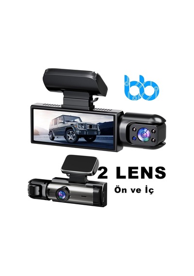 Araç İçi Kamera, 2 Lens, 1080p Full Hd, Dvr Dashcam, Ön Ve İç Kayıt, Gece Görüşlü Bbm8dashcam