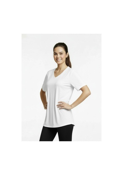 Lyvean V Yaka Oversıze Kısa Kollu Tshirt Beyaz