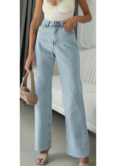Lavajeans Mery 90's Buz Mavi Kar Yıkama Mavi Likralı Süper Extra Yüksek Bel Lavajeans Salaş Jean Pantolon Mavi02 Mavi