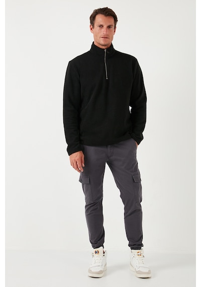 Buratti Slim Fit Dik Yaka Kışlık Şardonlu Erkek Polar 5906053 Siyah