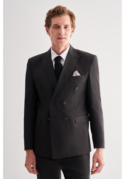 İmza Siyah Kırlangıç Yaka Çizgili Kruvaze 6 Drop Slim Fit Tam Astar Esnek Takım Elbise 1001255152 İmza Siyah Kırlangıç Yaka Çizgili Kruvaze 6 Drop Slim Fit Tam Astar Esnek Takım Elbise 1001255152