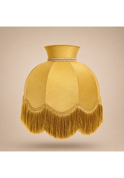 Gold Kadife Kaplı Gold Detaylı El Yapımı Vintage Lambader Şapkası 50x50cm