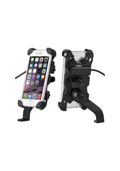 Motosiklet Şarjlı Telefon Tutucu Scooter Unıversal Metal Ayna Ve Gidon Bağlantı Aparatlı