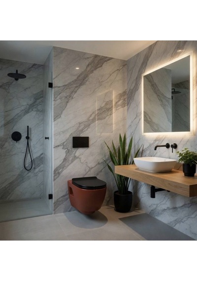 Ece Banyo - Ronda Design Dışı Kırmızı, İçi Beyaz Asma Klozet, Kapak Hariç - 7623-1- Diğer