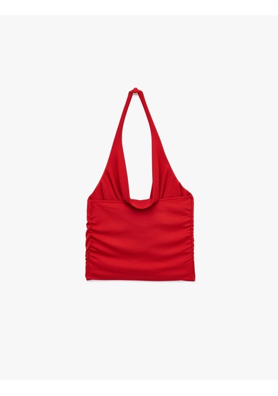 Koton Kolsuz Degaje Yaka Slim Fit Crop Bluz Kırmızı 6sal30005ık