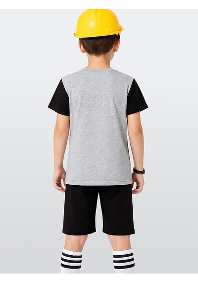 Denokids İnşaat Araçları Erkek Çocuk T-shirt Şort Takım Çok Renkli
