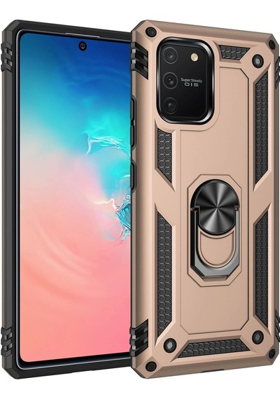 Gld-spt- Newface Samsung Uyumlu Galaxy A91 / S10 Lite Kılıf Sofya Yüzüklü Silikon Kapak - Gold