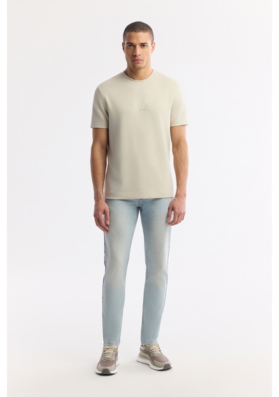 Avva Erkek Bej Bisiklet Yaka Baskılı Bi-stretch İnterlok Regular Fit T-shirt A51y1132