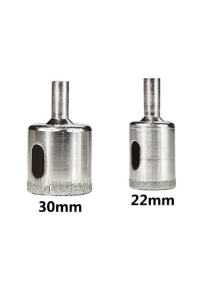 Mermer Granit Fayans Porselen Cam 22mm 30mm Yuvarlak Delme Pancı Elmas Uçlu Delik Açma Karot Ucu 2li