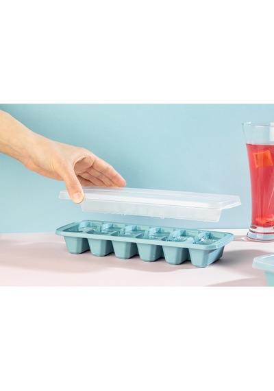 Kapaklı Büyük Boy Buz Kalıbı 12 Gözlü Buzluk Mavi Plastik Mavi Diğer