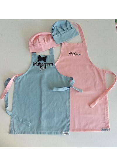 Moms And Babies Anne Kız-erkek Çocuk Mutfak Ve Etkinlik Önlüğü Pembe 0-12 Yaş Beden Su İtici Kumaş İsme Özel Mavi Pembe