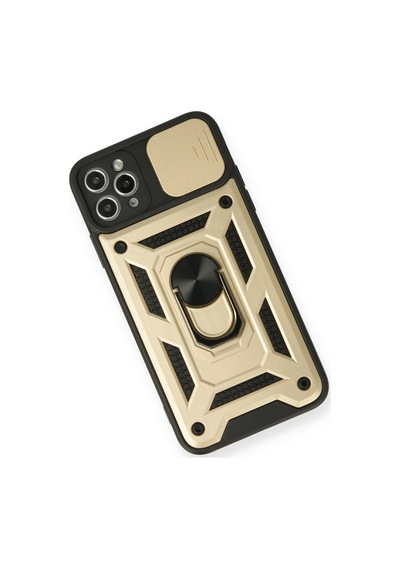 Apple iPhone  Uyumlu  11 Pro Kılıf Pars Lens Yüzüklü Silikon - Gold