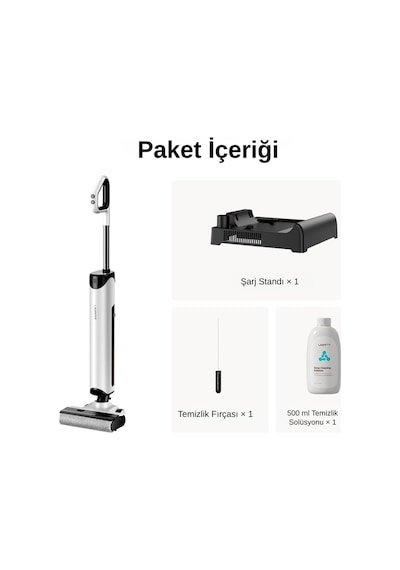 Uwant  D500  Vakum + Mop Kendini Temizleme Özellikli 17.000Pa Islak Kuru Şarjlı Süpürge