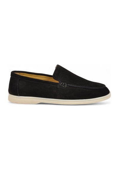 Komcero Siyah Hakiki Deri Şık Rahat Espadril Erkek Casual Ayakkabı Loafer 6k020-217